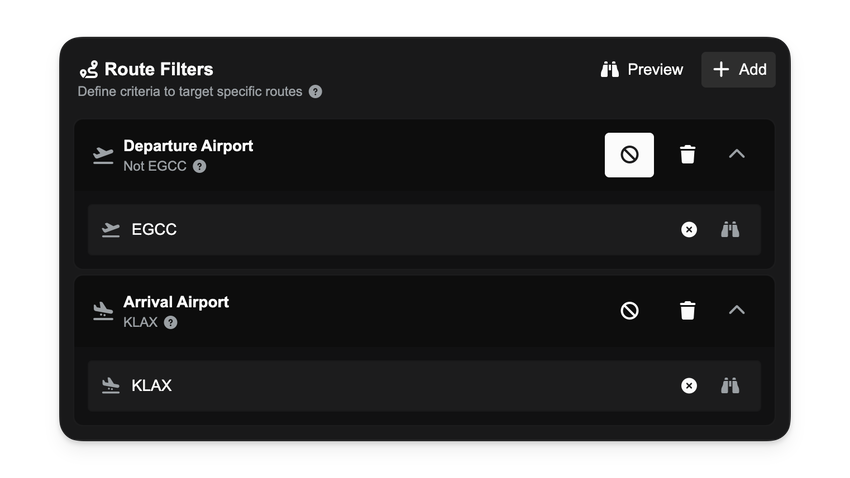 Filter chips for demand filters with one negated.